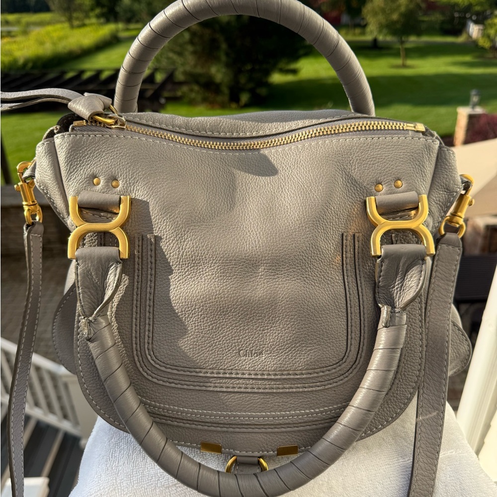 NWOT Designer Chloe Macie Medium Cashmere Gray Leather Handbag - Picture 15 of 16